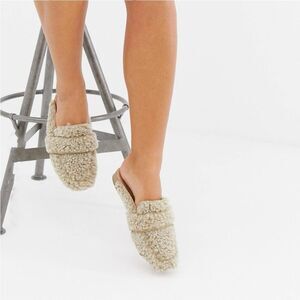 Free People Cream Fuzzy Loafers